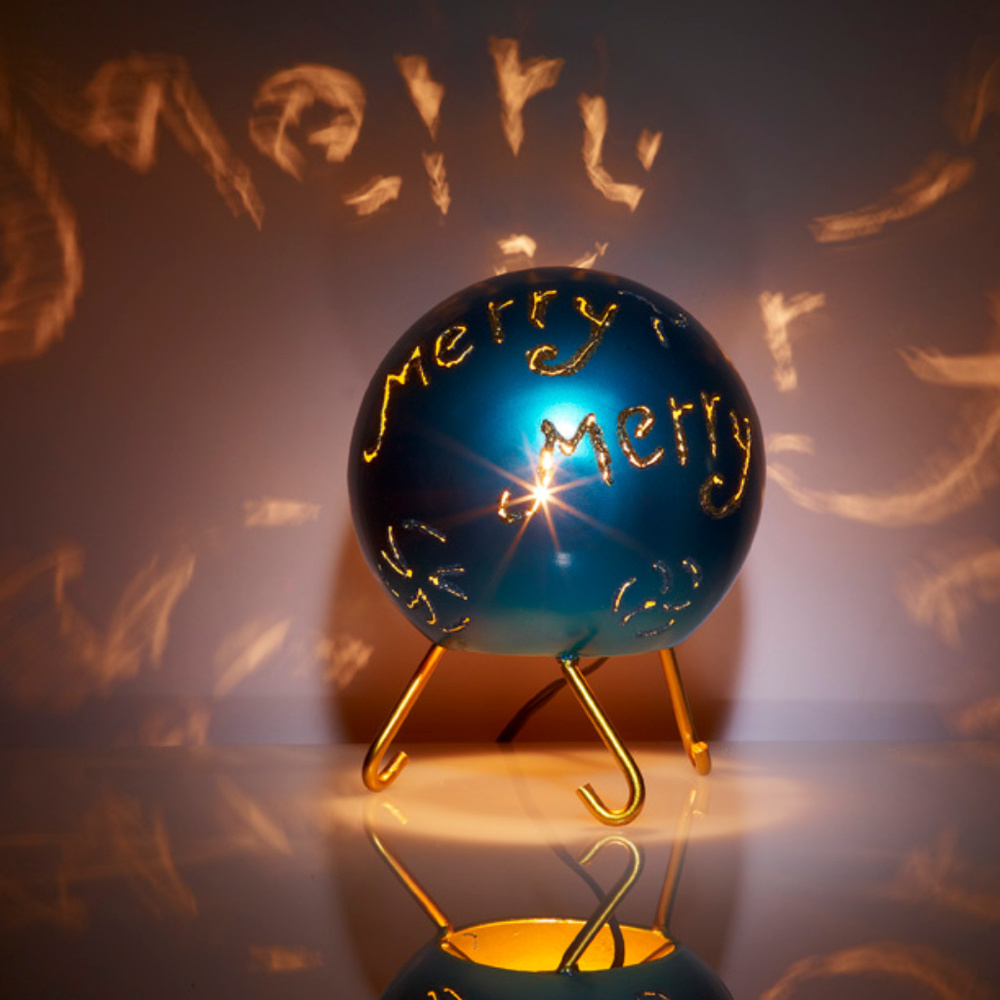Metal Globe Electric Luminary w/ Sentiments Merry
